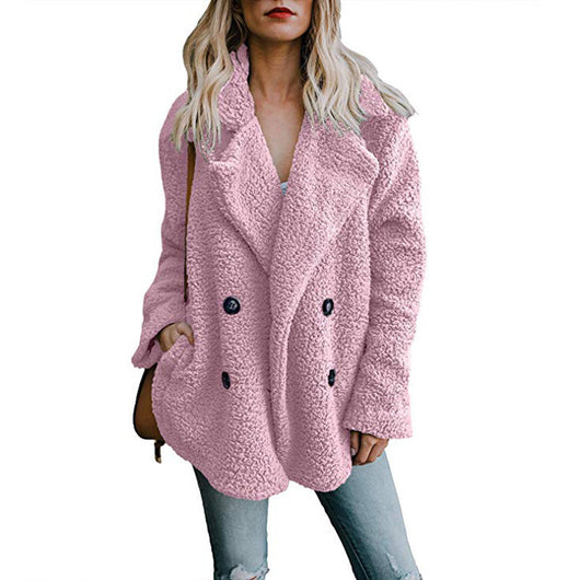 Abrigo de Mujer Otoño Invierno con Solapas de Felpa y Bolsillos - Image 27