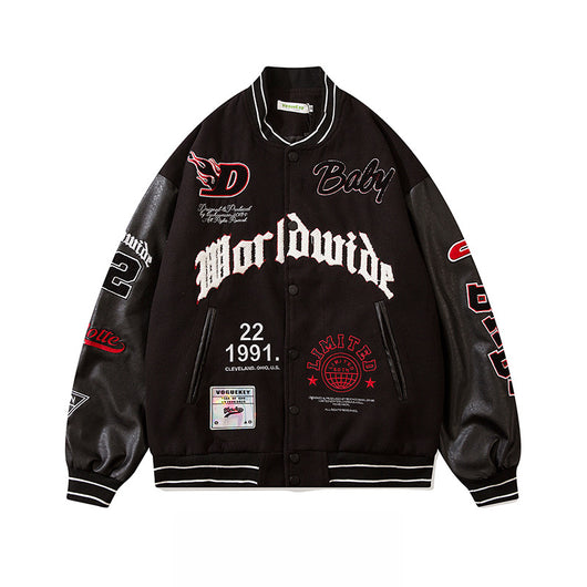 Chaqueta Beisbolera Holgada con Bordado de Letras para Hombre - Image 5