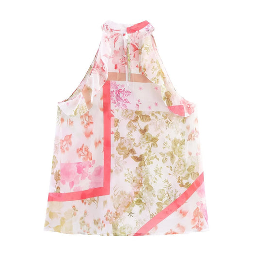 Blusa Floral Elegante con Capas Estilo Europeo Americano para Mujer - Image 7
