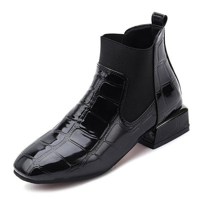 Botas Cortas de Cuero Charol con Suela Suave y Forro de Terciopelo Cálido - Image 2