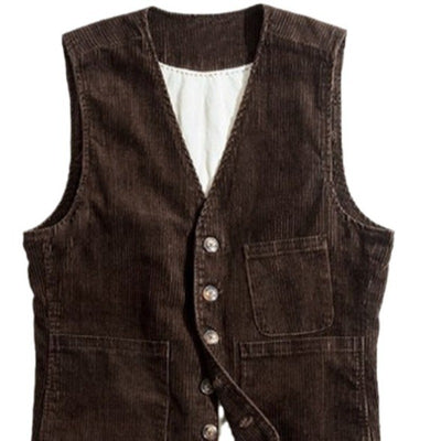 Chaleco de Pana para Hombre con Diseño de Patchwork - Primavera Otoño - Image 6