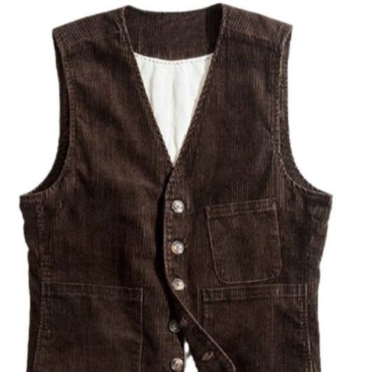 Chaleco de Pana para Hombre con Diseño de Patchwork - Primavera Otoño - Image 6