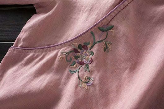 Blusa Tradicional China con Bordado y Cierre Retro en Algodón y Lino - Image 16