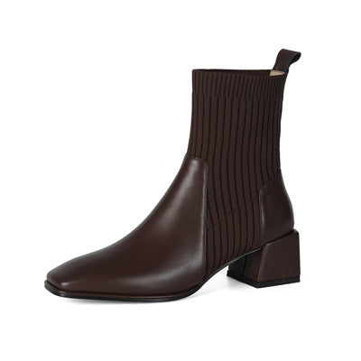 Botas Martin de Punto con Tacón Robusto y Punta Cuadrada - Image 7