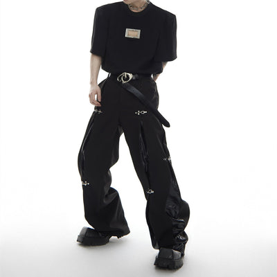 Pantalones Casuales para Hombre con Botones Metálicos y Diseño Patchwork