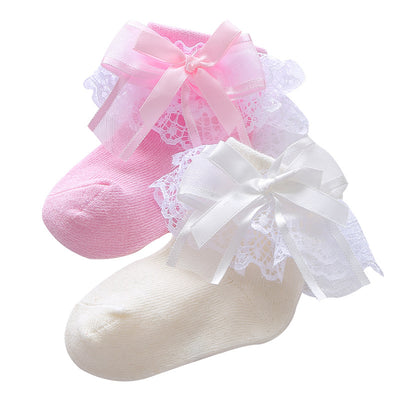 Calcetines de Danza para Niñas con Encaje y Moño Adorable - Image 3