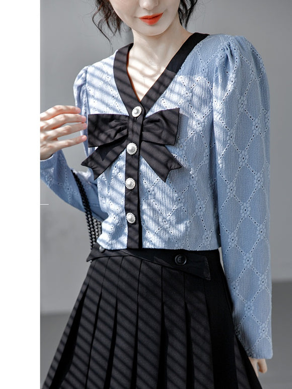 Blusa Elegante con Volantes y Escote en V