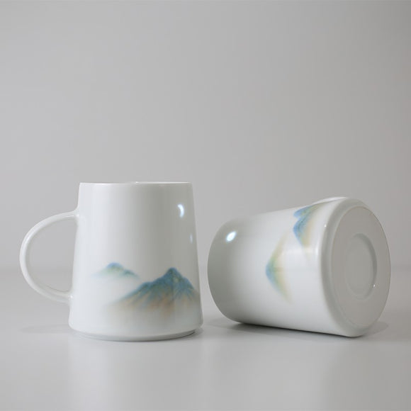 Taza Cerámica Río y Montaña Verde