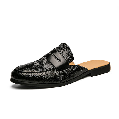 Zapatos de Cuero Semiabiertos con Patrón Cocodrilo para Hombre - Image 6