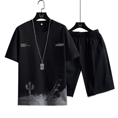 Conjunto Deportivo Hombre: Camiseta Cuello Redondo + Short Suelto Algodón 100% - Image 5