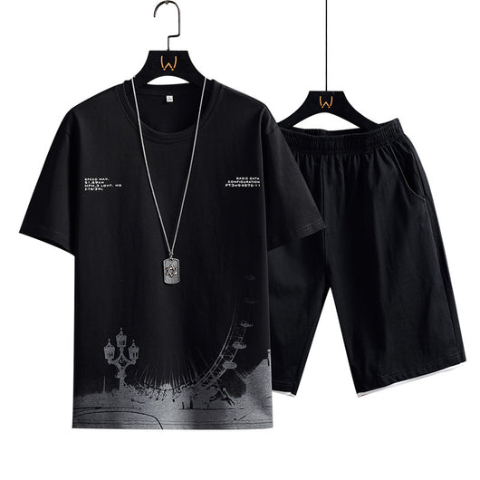 Conjunto Deportivo Hombre: Camiseta Cuello Redondo + Short Suelto Algodón 100% - Image 5