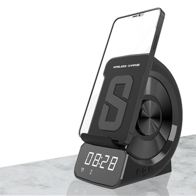 Soporte Móvil con Carga Inalámbrica, Reloj y Parlante Bluetooth - Image 6