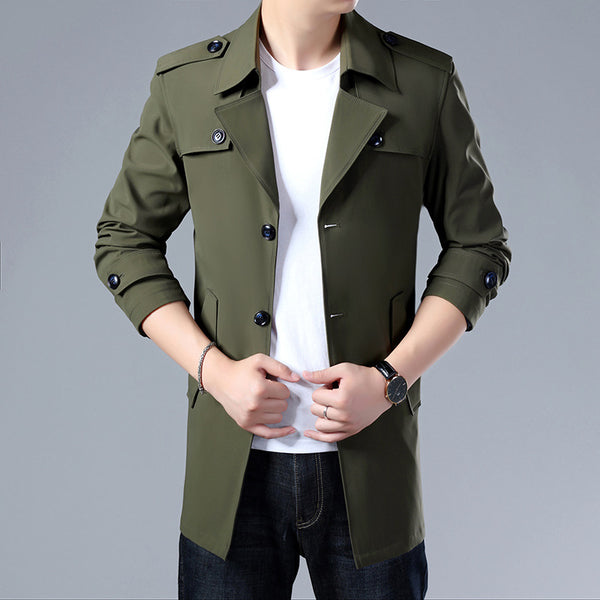 Abrigo Tipo Trinchera para Hombre Primavera Otoño - Corte Slim Clásico - Image 3