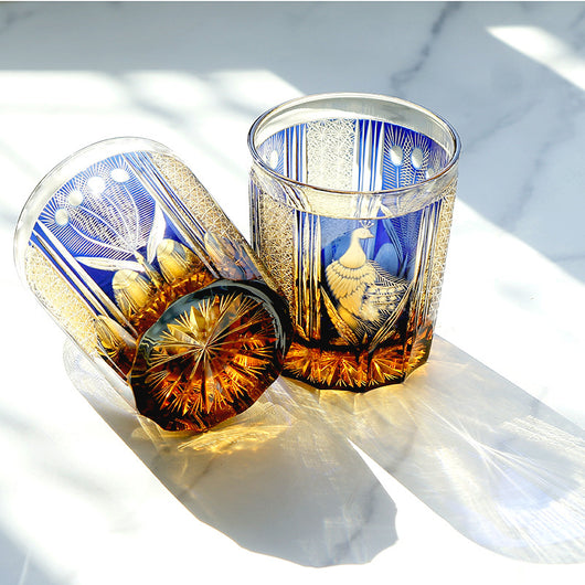Vaso de Whiskey de Cristal Tallado a Mano con Diseño de Pavo Real - Image 28