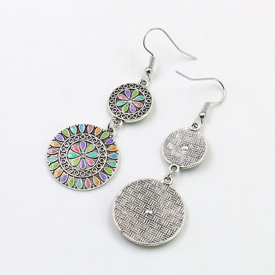 Aretes de Aleación Floral Redondos con Cristales Brillantes - Image 13