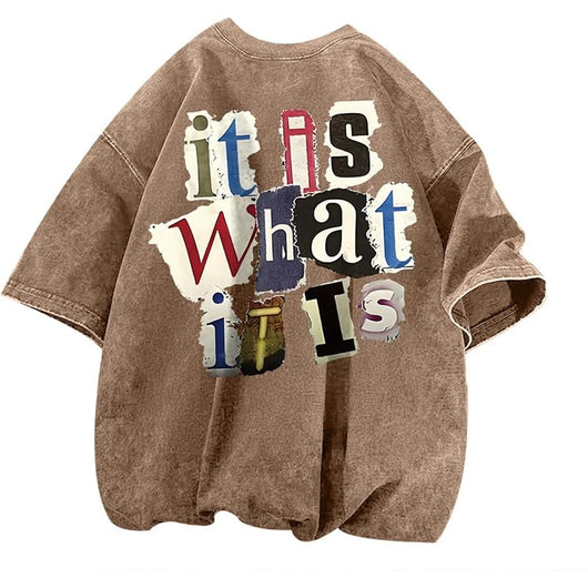 Camiseta Vintage Oversized con Estampado de Letras para Hombre - Image 10