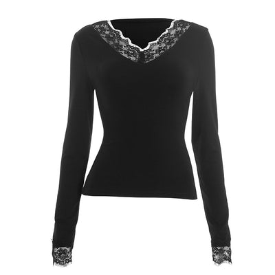 Blusa Elegante de Encaje con Escote en V y Mangas Largas para Otoño e Invierno - Image 21