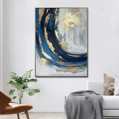 Cuadro Abstracto Dorado y Azul Minimalista - Pintura al Óleo Hecha a Mano con Textura Moderna - Image 23
