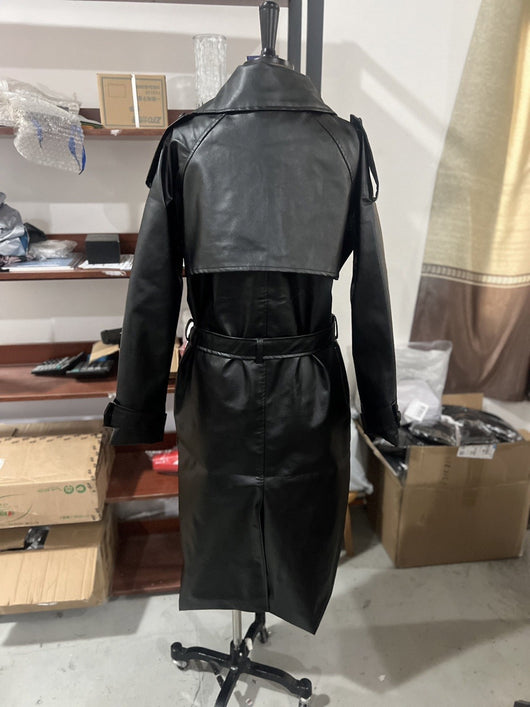 Abrigo de Cuero Largo para Mujer - Elegancia Sofisticada para Otoño e Invierno - Image 13
