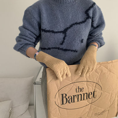 Guantes de Lana con Contraste de Colores y Dedos Separados - Image 14
