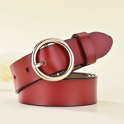 Cinturón de Cuero para Mujer con Hebilla Redonda Versátil - Image 12