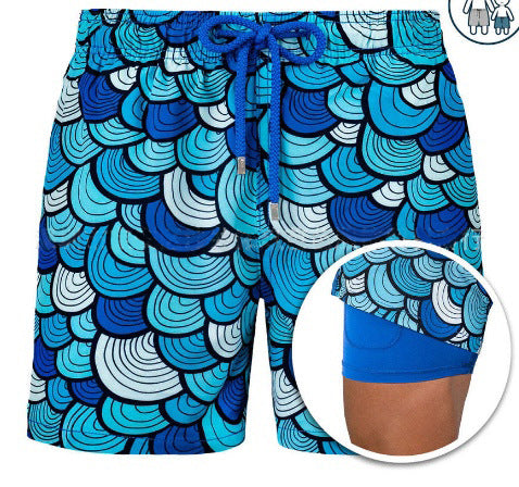 Pantalones Cortos Deportivos Estampados de Doble Capa para Hombre - Image 16
