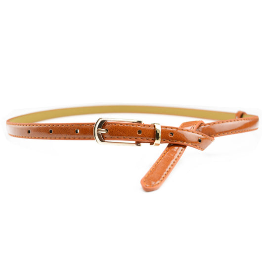 Cinturón de Cuero Charol para Mujer con Hebilla de Color Caramelo - Image 13