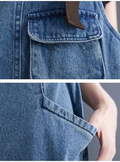 Overol de Mezclilla para Mujer Estilo Retro Casual Holgado con Tirantes - Image 11