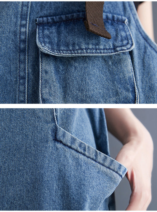 Overol de Mezclilla para Mujer Estilo Retro Casual Holgado con Tirantes - Image 11
