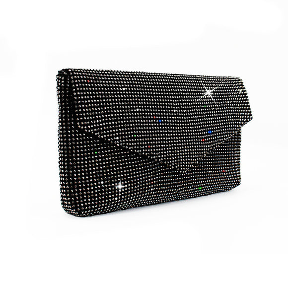 Bolso de Noche Brillante con Cristales - Clutch Elegante Mesh para Mujer