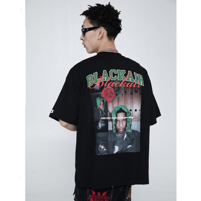 Camiseta Hombre Estilo Rap Urbano Retro Rosa Suelta Cuello Redondo - Image 12