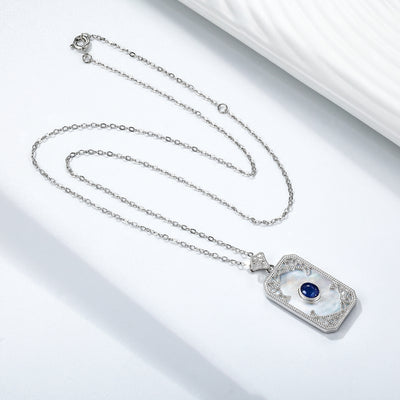 Collar Colgante de Madreperla con Zafiro en Plata 925 - Image 10