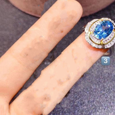 Anillo de Topacio Azul Natural - Diseño Personalidad para Mujer - Image 9