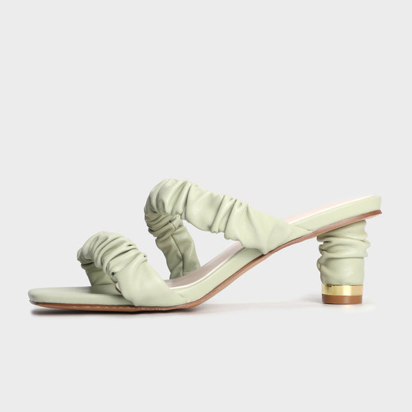 Sandalias Tacón Alto con Pliegues y Cordones - Comodidad Elegante