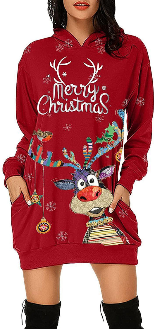 Vestido Sudadera Navideño con Capucha para Mujer - Manga Larga Otoño - Image 17