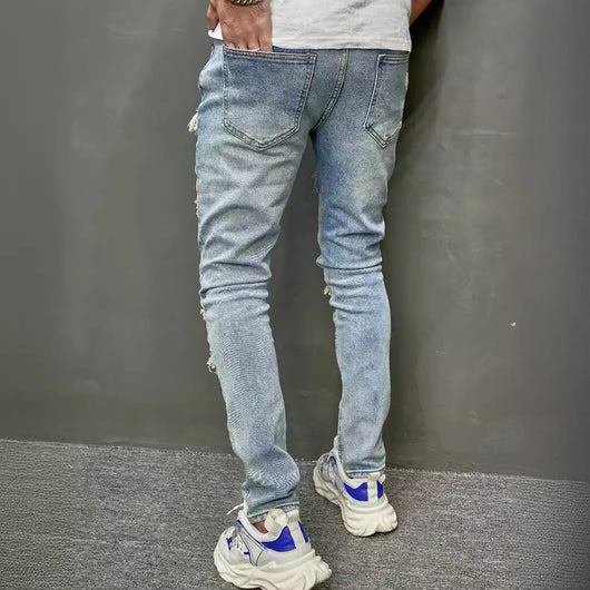 Pantalones Vaqueros Skinny Ajustados para Hombre con Efecto Desgastado - Image 2