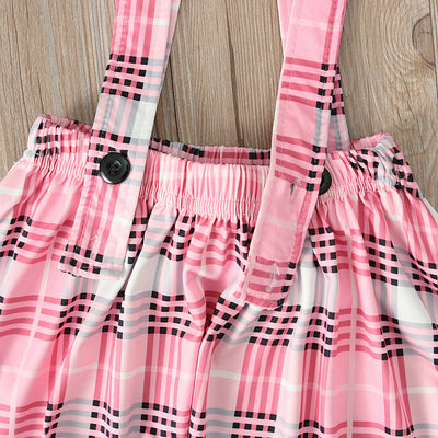 Conjunto Infantil Blusa Cuadrille Manga Larga con Falda Tipo Peto - Image 14