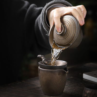 Juego de Té Gaiwan Antiguo Dorado - Tetera Kung Fu con Taza de Porcelana - Image 3