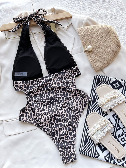 Bikini Estampado Leopardo con Patchwork para Mujer - Image 8