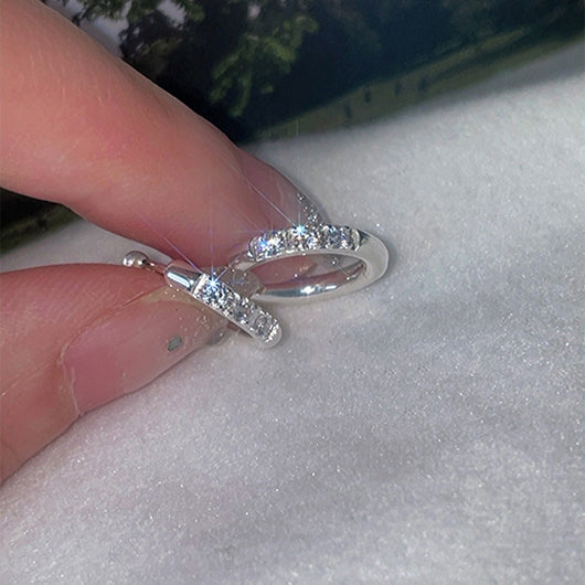 Aretes de Clip Geométricos con Circonita y Diamantes de Imitación para Mujer - Image 3