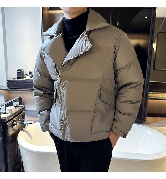Chaqueta Acolchada de Plumas para Hombre con Cuello Clásico - Image 11