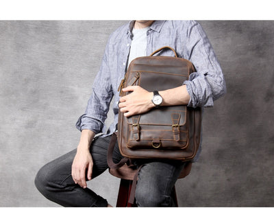 Mochila de Cuero Vintage Crazy Horse de Alta Capacidad - Image 9