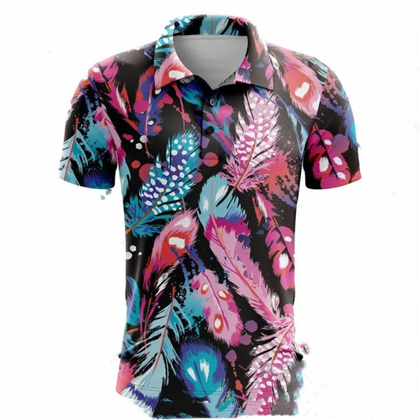 Polo de Golf Estampado Manga Corta para Hombre - Comodidad de Verano