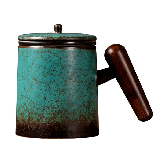 Taza Cerámica Japonesa con Tapa y Separador de Té - Image 3