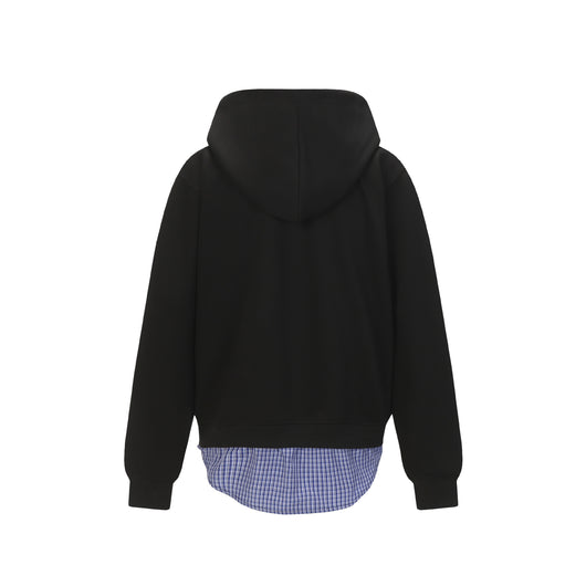 Sudadera Tipo Americana con Efecto Dos Piezas a Cuadros para Hombre - Image 4