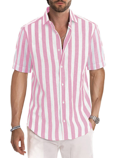 Camisa de Playa Hombre Rayas Tejidas - Estilo Casual Europeo Verano - Image 10