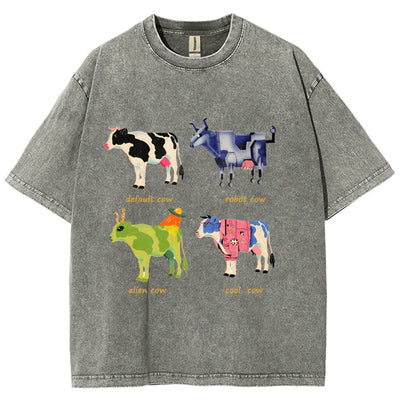 Playera Retro de Algodón con Estampado Divertido de Vaca para Hombre - Image 26