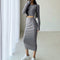 Conjunto Falda Acolchada Cuello Redondo Elegante