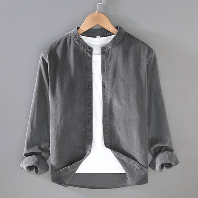 Chaqueta Camisa Retro de Pana para Hombre con Cuello Alzado - Image 2
