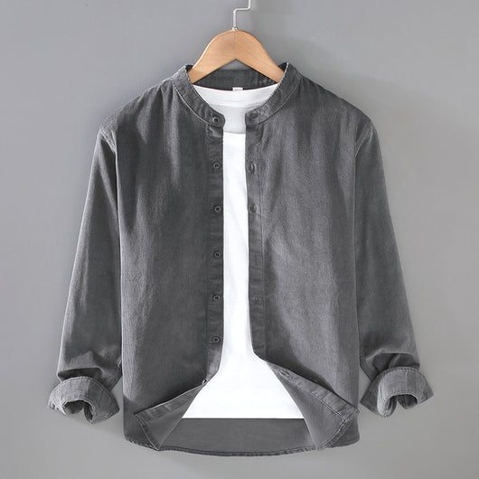Chaqueta Camisa Retro de Pana para Hombre con Cuello Alzado - Image 2